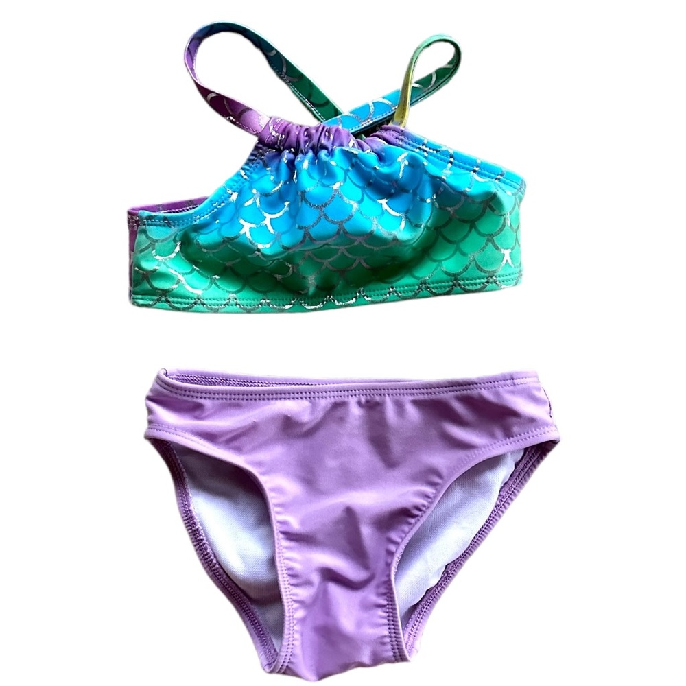 NWOT Cat and Jack 2-piece mermaid swimsuit / bikini. Never worn. Size 2T.